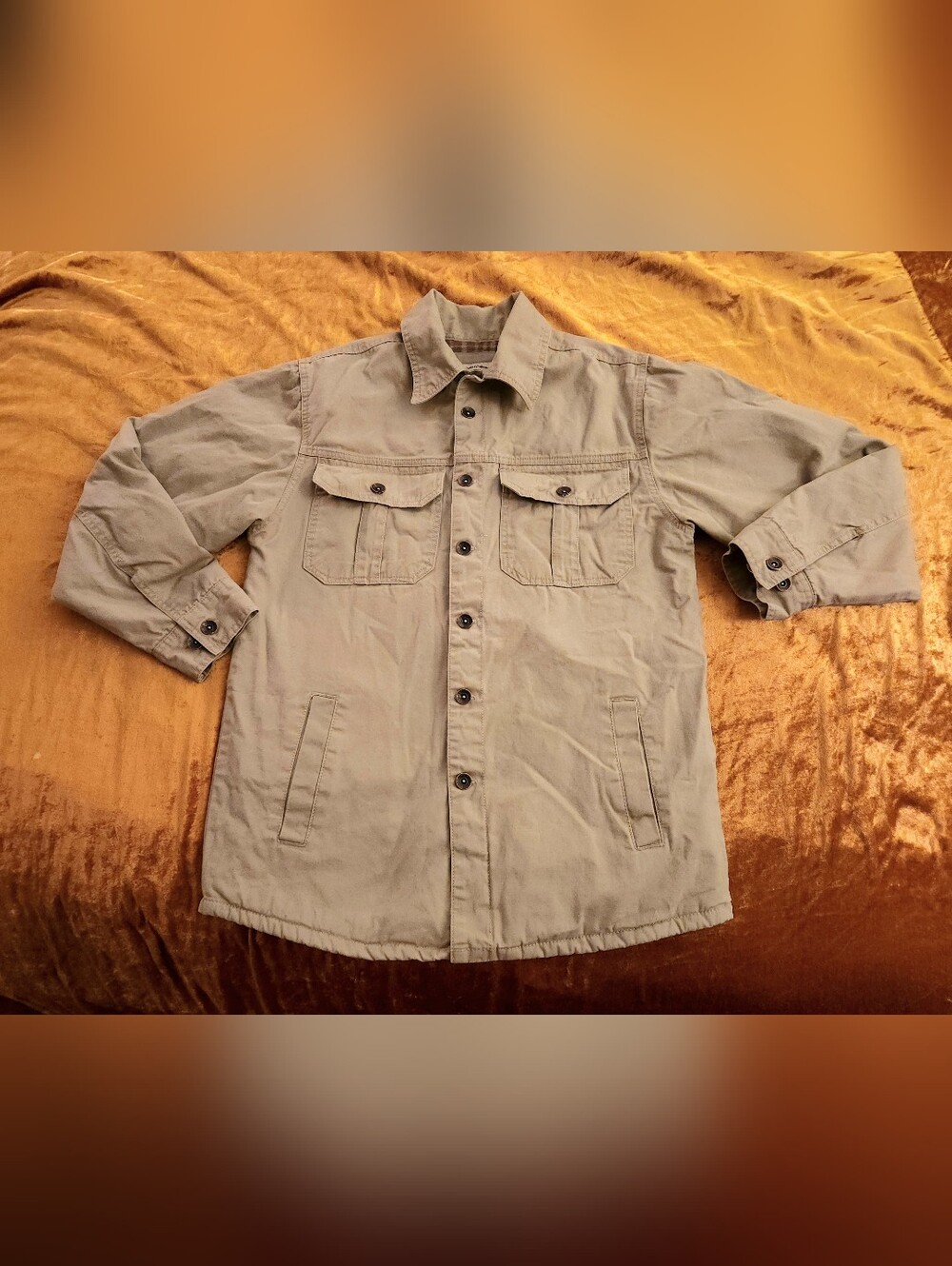 Vintage Sierra 1990s Cotton Button Front Khaki Plaid Lined Shacket Jacket